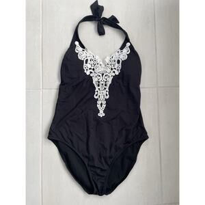 Kenneth Cole Reaction Swim One Piece Swimsuit Crochet Beach